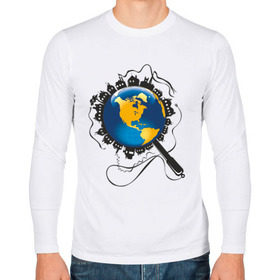 Мужской лонгслив хлопок с принтом И всетаки она вертится в Тюмени, 100% хлопок |  | earth | planet | глобус | земной шар | и все таки он вертится | мир | планета земля