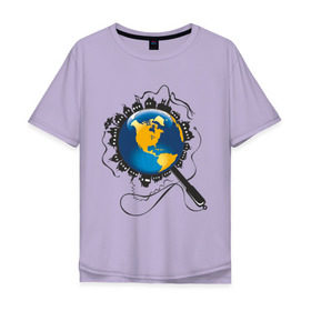 Мужская футболка хлопок Oversize с принтом И все-таки она вертится в Тюмени, 100% хлопок | свободный крой, круглый ворот, “спинка” длиннее передней части | earth | planet | глобус | земной шар | и все таки он вертится | мир | планета земля