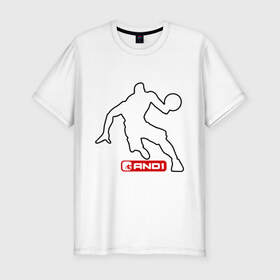 Мужская футболка премиум с принтом AND1 streetball в Тюмени, 92% хлопок, 8% лайкра | приталенный силуэт, круглый вырез ворота, длина до линии бедра, короткий рукав | and1 | and1 streetball | and1 team | стритбол. стрит бол | энд 1