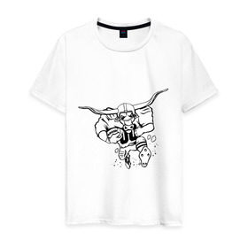 Мужская футболка хлопок с принтом Chicago bulls в Тюмени, 100% хлопок | прямой крой, круглый вырез горловины, длина до линии бедер, слегка спущенное плечо. | американский футбол | регби