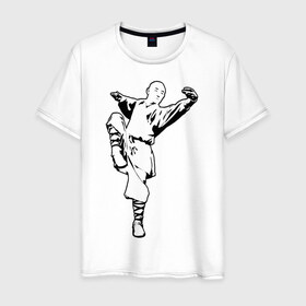 Мужская футболка хлопок с принтом Кунг-фу в Тюмени, 100% хлопок | прямой крой, круглый вырез горловины, длина до линии бедер, слегка спущенное плечо. | 
