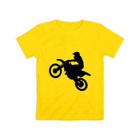 Детская футболка хлопок с принтом Мотоцикл (мотокросс) в Тюмени, 100% хлопок | круглый вырез горловины, полуприлегающий силуэт, длина до линии бедер | байк | байкер | мото | мотогонки | мотокросс | мотоцикл