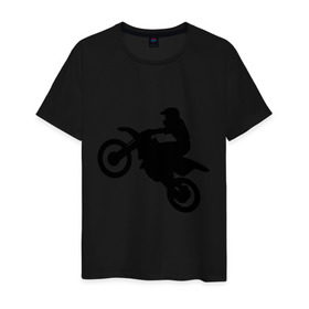 Мужская футболка хлопок с принтом Мотоцикл (мотокросс) в Тюмени, 100% хлопок | прямой крой, круглый вырез горловины, длина до линии бедер, слегка спущенное плечо. | байк | байкер | мото | мотогонки | мотокросс | мотоцикл