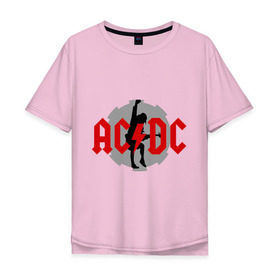 Мужская футболка хлопок Oversize с принтом AC DC Ангус Янг в Тюмени, 100% хлопок | свободный крой, круглый ворот, “спинка” длиннее передней части | ac dc | acdc | acds | heavy metal | metal | rock | trash metal | квартет | метал | рок | рок группа | рок группы | трэш метал | хеви метал