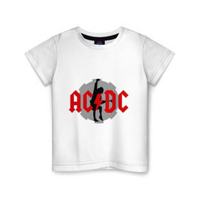 Детская футболка хлопок с принтом AC DC Ангус Янг в Тюмени, 100% хлопок | круглый вырез горловины, полуприлегающий силуэт, длина до линии бедер | ac dc | acdc | acds | heavy metal | metal | rock | trash metal | квартет | метал | рок | рок группа | рок группы | трэш метал | хеви метал