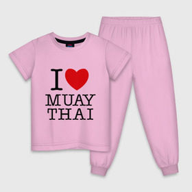 Детская пижама хлопок с принтом I love Muay Thai в Тюмени, 100% хлопок |  брюки и футболка прямого кроя, без карманов, на брюках мягкая резинка на поясе и по низу штанин
 | муай тай
