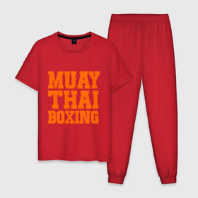 Мужская пижама хлопок с принтом Muay Thai Boxing в Тюмени, 100% хлопок | брюки и футболка прямого кроя, без карманов, на брюках мягкая резинка на поясе и по низу штанин
 | емельяненко | муай тай