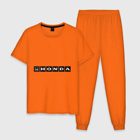 Мужская пижама хлопок с принтом Honda (3) в Тюмени, 100% хлопок | брюки и футболка прямого кроя, без карманов, на брюках мягкая резинка на поясе и по низу штанин
 | логотип | машины | хонда