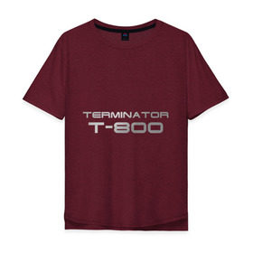 Мужская футболка хлопок Oversize с принтом Терминатор Т-800 в Тюмени, 100% хлопок | свободный крой, круглый ворот, “спинка” длиннее передней части | terminator | терминатор