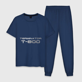 Мужская пижама хлопок с принтом Терминатор Т-800 в Тюмени, 100% хлопок | брюки и футболка прямого кроя, без карманов, на брюках мягкая резинка на поясе и по низу штанин
 | terminator | терминатор