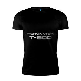 Мужская футболка премиум с принтом Терминатор Т-800 в Тюмени, 92% хлопок, 8% лайкра | приталенный силуэт, круглый вырез ворота, длина до линии бедра, короткий рукав | terminator | терминатор
