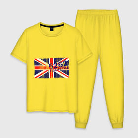 Мужская пижама хлопок с принтом England Urban flag в Тюмени, 100% хлопок | брюки и футболка прямого кроя, без карманов, на брюках мягкая резинка на поясе и по низу штанин
 | Тематика изображения на принте: 5262 | england | gb | uk | urban style | англия | британия | британский флаг | великобритания | флаги