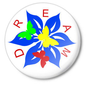 Значок с принтом Мечта в Тюмени,  металл | круглая форма, металлическая застежка в виде булавки | dream | бабочки | мечтать | цветок | цветочек | цветы