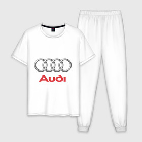 Мужская пижама хлопок с принтом Audi (2) в Тюмени, 100% хлопок | брюки и футболка прямого кроя, без карманов, на брюках мягкая резинка на поясе и по низу штанин
 | авто | ауди | машины