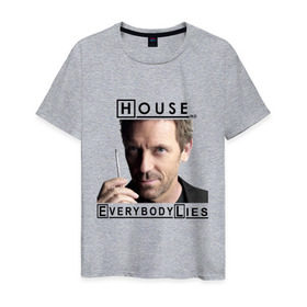 Мужская футболка хлопок с принтом House idea в Тюмени, 100% хлопок | прямой крой, круглый вырез горловины, длина до линии бедер, слегка спущенное плечо. | everybody lies | haus | house | все лгут | доктор | хауз | хаус | хью лори