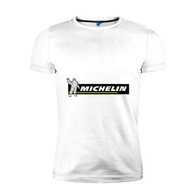 Мужская футболка премиум с принтом Michelin в Тюмени, 92% хлопок, 8% лайкра | приталенный силуэт, круглый вырез ворота, длина до линии бедра, короткий рукав | michelin | авто | авто2012 | автомобили | машины | мишлен | тачки | тюнинг | шины мишлен