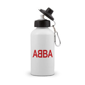 Бутылка спортивная с принтом ABBA в Тюмени, металл | емкость — 500 мл, в комплекте две пластиковые крышки и карабин для крепления | 70е | 80е | abba | абба | группа | квартет | музыка | музыкальные группы | поп музыка