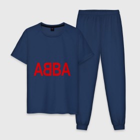 Мужская пижама хлопок с принтом ABBA в Тюмени, 100% хлопок | брюки и футболка прямого кроя, без карманов, на брюках мягкая резинка на поясе и по низу штанин
 | 70е | 80е | abba | абба | группа | квартет | музыка | музыкальные группы | поп музыка