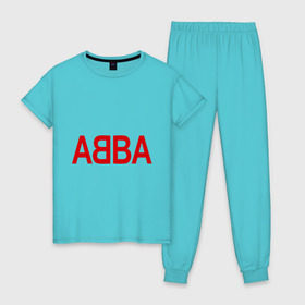 Женская пижама хлопок с принтом ABBA в Тюмени, 100% хлопок | брюки и футболка прямого кроя, без карманов, на брюках мягкая резинка на поясе и по низу штанин | 70е | 80е | abba | абба | группа | квартет | музыка | музыкальные группы | поп музыка