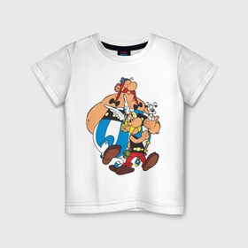 Детская футболка хлопок с принтом Asterix&Obelix (3) в Тюмени, 100% хлопок | круглый вырез горловины, полуприлегающий силуэт, длина до линии бедер | астерикс | астерикс и обеликс | обеликс