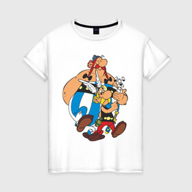 Женская футболка хлопок с принтом Asterix&Obelix (3) в Тюмени, 100% хлопок | прямой крой, круглый вырез горловины, длина до линии бедер, слегка спущенное плечо | астерикс | астерикс и обеликс | обеликс