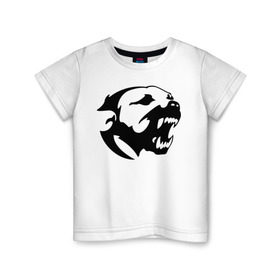 Детская футболка хлопок с принтом Питбуль в Тюмени, 100% хлопок | круглый вырез горловины, полуприлегающий силуэт, длина до линии бедер | злая собака | питбуль