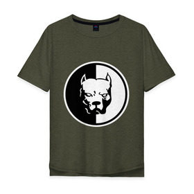 Мужская футболка хлопок Oversize с принтом Pitbull (2) в Тюмени, 100% хлопок | свободный крой, круглый ворот, “спинка” длиннее передней части | Тематика изображения на принте: pitbull | спартак