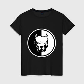 Женская футболка хлопок с принтом Pitbull (2) в Тюмени, 100% хлопок | прямой крой, круглый вырез горловины, длина до линии бедер, слегка спущенное плечо | pitbull | спартак