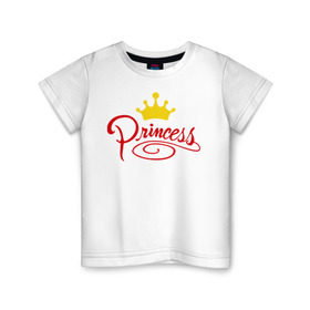 Детская футболка хлопок с принтом Princess (4) в Тюмени, 100% хлопок | круглый вырез горловины, полуприлегающий силуэт, длина до линии бедер | princess | девушка | королева | корона | подарок девушке