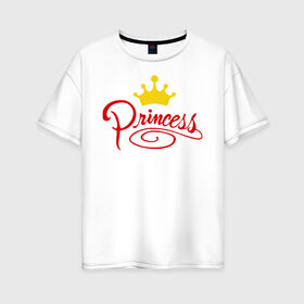 Женская футболка хлопок Oversize с принтом Princess (4) в Тюмени, 100% хлопок | свободный крой, круглый ворот, спущенный рукав, длина до линии бедер
 | princess | девушка | королева | корона | подарок девушке