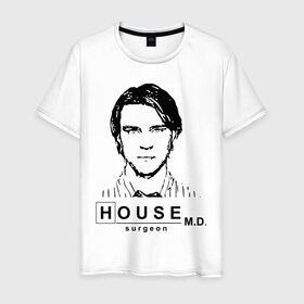 Мужская футболка хлопок с принтом House m.d. Чейз в Тюмени, 100% хлопок | прямой крой, круглый вырез горловины, длина до линии бедер, слегка спущенное плечо. | house | house md | все врут | доктор хауз | доктор хаус | хаус | хью лори | чейз