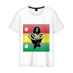Мужская футболка хлопок с принтом Bob Marley (3) в Тюмени, 100% хлопок | прямой крой, круглый вырез горловины, длина до линии бедер, слегка спущенное плечо. | bob | bob marley | reggae | боб марли | музыка | раста | растаманские | регги