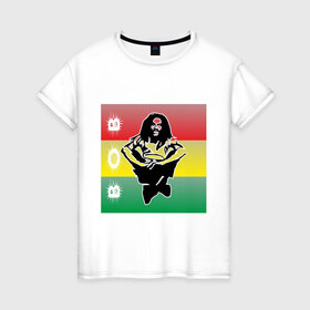 Женская футболка хлопок с принтом Bob Marley (3) в Тюмени, 100% хлопок | прямой крой, круглый вырез горловины, длина до линии бедер, слегка спущенное плечо | bob | bob marley | reggae | боб марли | музыка | раста | растаманские | регги