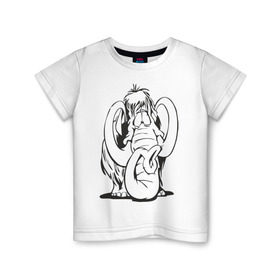 Детская футболка хлопок с принтом Мамонтенок в Тюмени, 100% хлопок | круглый вырез горловины, полуприлегающий силуэт, длина до линии бедер | слон