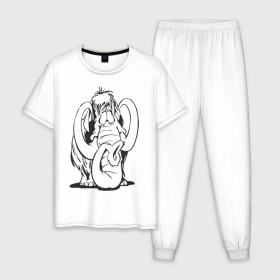 Мужская пижама хлопок с принтом Мамонтенок в Тюмени, 100% хлопок | брюки и футболка прямого кроя, без карманов, на брюках мягкая резинка на поясе и по низу штанин
 | слон