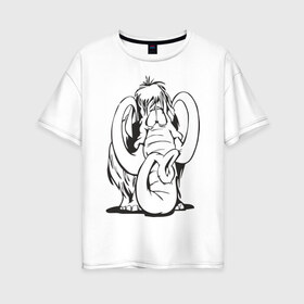 Женская футболка хлопок Oversize с принтом Мамонтенок в Тюмени, 100% хлопок | свободный крой, круглый ворот, спущенный рукав, длина до линии бедер
 | слон