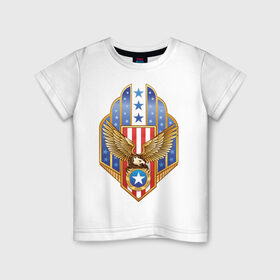 Детская футболка хлопок с принтом Орел США в Тюмени, 100% хлопок | круглый вырез горловины, полуприлегающий силуэт, длина до линии бедер | америка | орел | символ америки | соединенные штаты америки | соединенный штаты америки | сша | штаты