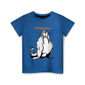 Детская футболка хлопок с принтом Самый сильный в Тюмени, 100% хлопок | круглый вырез горловины, полуприлегающий силуэт, длина до линии бедер | ferocious | дикий | жестокий | животные | морж | самый сильный | свирепый