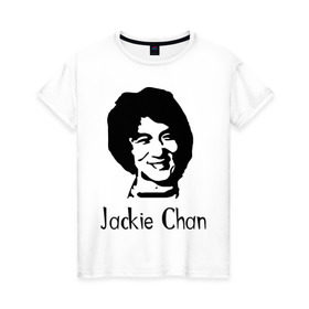 Женская футболка хлопок с принтом Jackie Chan в Тюмени, 100% хлопок | прямой крой, круглый вырез горловины, длина до линии бедер, слегка спущенное плечо | 
