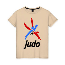 Женская футболка хлопок с принтом Дзюдо - Judo эмблема в Тюмени, 100% хлопок | прямой крой, круглый вырез горловины, длина до линии бедер, слегка спущенное плечо | дзюдо