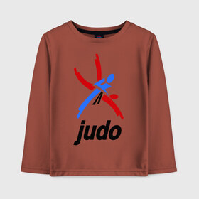 Детский лонгслив хлопок с принтом Дзюдо - Judo эмблема в Тюмени, 100% хлопок | круглый вырез горловины, полуприлегающий силуэт, длина до линии бедер | дзюдо