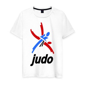 Мужская футболка хлопок с принтом Дзюдо - Judo эмблема в Тюмени, 100% хлопок | прямой крой, круглый вырез горловины, длина до линии бедер, слегка спущенное плечо. | дзюдо