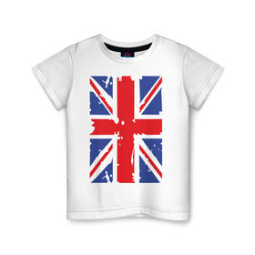 Детская футболка хлопок с принтом Британский флаг в Тюмени, 100% хлопок | круглый вырез горловины, полуприлегающий силуэт, длина до линии бедер | great britain | uk | united kingdom | английский флаг | британский флаг | флаг uk | флаг англии | флаг британии | флаг великобритании