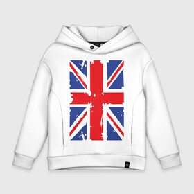 Детское худи Oversize хлопок с принтом Британский флаг в Тюмени, френч-терри — 70% хлопок, 30% полиэстер. Мягкий теплый начес внутри —100% хлопок | боковые карманы, эластичные манжеты и нижняя кромка, капюшон на магнитной кнопке | great britain | uk | united kingdom | английский флаг | британский флаг | флаг uk | флаг англии | флаг британии | флаг великобритании