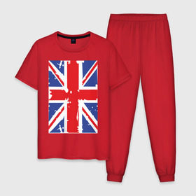 Мужская пижама хлопок с принтом Британский флаг в Тюмени, 100% хлопок | брюки и футболка прямого кроя, без карманов, на брюках мягкая резинка на поясе и по низу штанин
 | great britain | uk | united kingdom | английский флаг | британский флаг | флаг uk | флаг англии | флаг британии | флаг великобритании