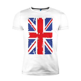 Мужская футболка премиум с принтом Британский флаг в Тюмени, 92% хлопок, 8% лайкра | приталенный силуэт, круглый вырез ворота, длина до линии бедра, короткий рукав | great britain | uk | united kingdom | английский флаг | британский флаг | флаг uk | флаг англии | флаг британии | флаг великобритании