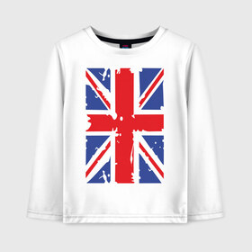 Детский лонгслив хлопок с принтом Британский флаг в Тюмени, 100% хлопок | круглый вырез горловины, полуприлегающий силуэт, длина до линии бедер | great britain | uk | united kingdom | английский флаг | британский флаг | флаг uk | флаг англии | флаг британии | флаг великобритании