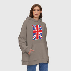 Худи SuperOversize хлопок с принтом Британский флаг в Тюмени, 70% хлопок, 30% полиэстер, мягкий начес внутри | карман-кенгуру, эластичная резинка на манжетах и по нижней кромке, двухслойный капюшон
 | great britain | uk | united kingdom | английский флаг | британский флаг | флаг uk | флаг англии | флаг британии | флаг великобритании