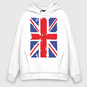 Мужское худи Oversize хлопок с принтом Британский флаг в Тюмени, френч-терри — 70% хлопок, 30% полиэстер. Мягкий теплый начес внутри —100% хлопок | боковые карманы, эластичные манжеты и нижняя кромка, капюшон на магнитной кнопке | great britain | uk | united kingdom | английский флаг | британский флаг | флаг uk | флаг англии | флаг британии | флаг великобритании