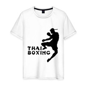 Мужская футболка хлопок с принтом Муай тай (7) в Тюмени, 100% хлопок | прямой крой, круглый вырез горловины, длина до линии бедер, слегка спущенное плечо. | муай тай